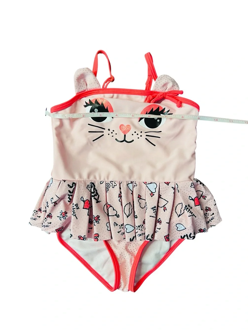 Betsey Johnson Soft Pink Cat Ruffle One-Piece Swimsuit for Kids Size 18 Months
